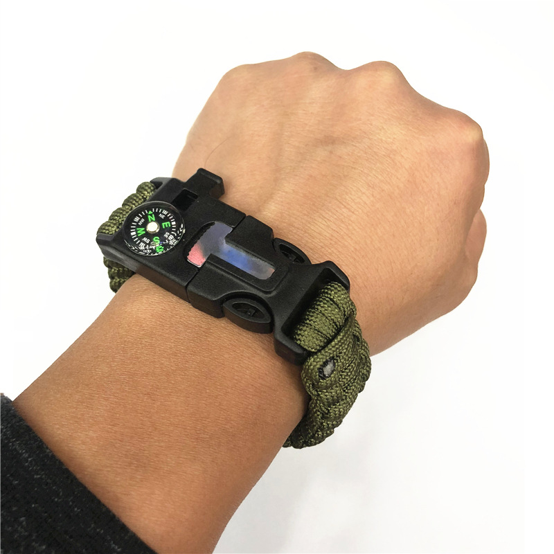 Pulsera de termómetro tejida de cuerda de seguridad de reloj de emergencia creativa multifuncional para exteriores