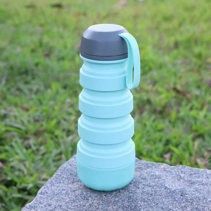 Taza de agua de silicona creativa grado alimenticio plegable personalidad de deportes al aire libre botella de agua corriendo fitness taza de agua deportiva portátil